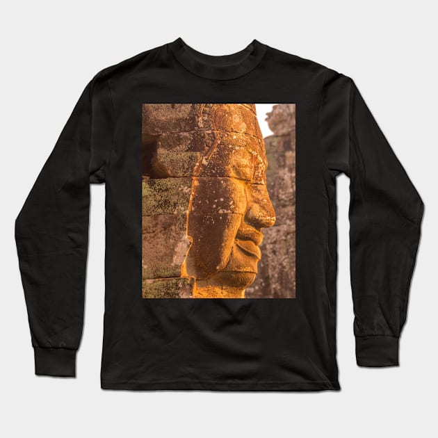 Buddha Head Angkor Long Sleeve T-Shirt by dags